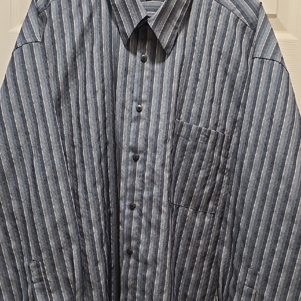 Pierre Cardin Navy and White Striped Button Down Shirt